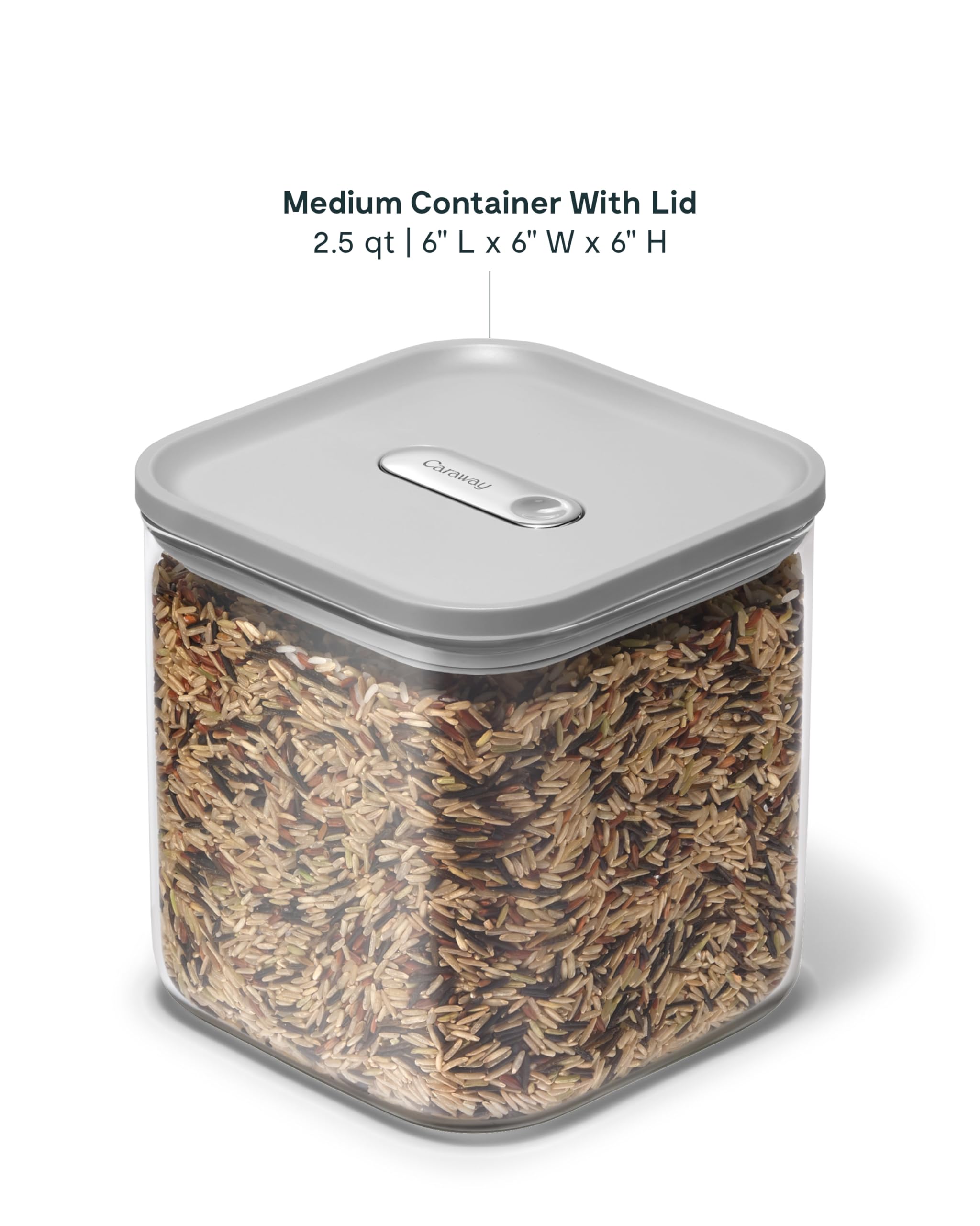 Caraway 4qt Glass Airtight Food Storage Container with Lid – Non-Toxic, BPA-Free Kitchen Storage Container – Stackable, Space-Saving Airtight Container for Dry Goods and More - Cream