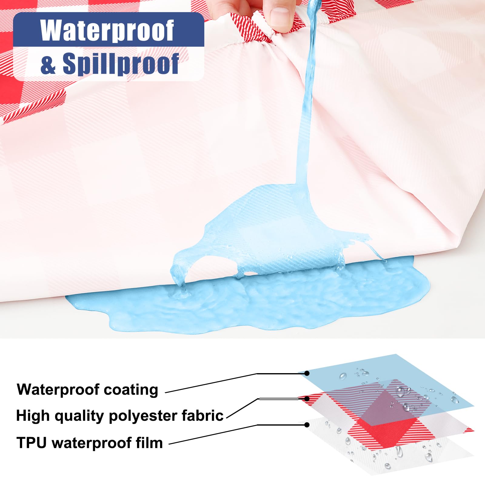 Smiry Picnic Table Cover with Bench Covers, Waterproof Elastic Fitted Tablecloths for 6 Foot Rectangle Tables, Washable Buffalo Plaid Tablecloth for Camping, Outdoor (Black & White, 30"x72")