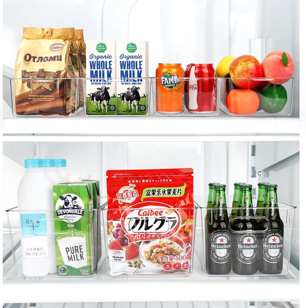 Set Of 10 Refrigerator Pantry Organizer Bins, Clear Plastic Food Storage Bins for Kitchen, Countertops, Cabinets, Fridge, Freezer, Bedrooms, Bathrooms, Fridge Organizer Bins Pantry Storage Containers