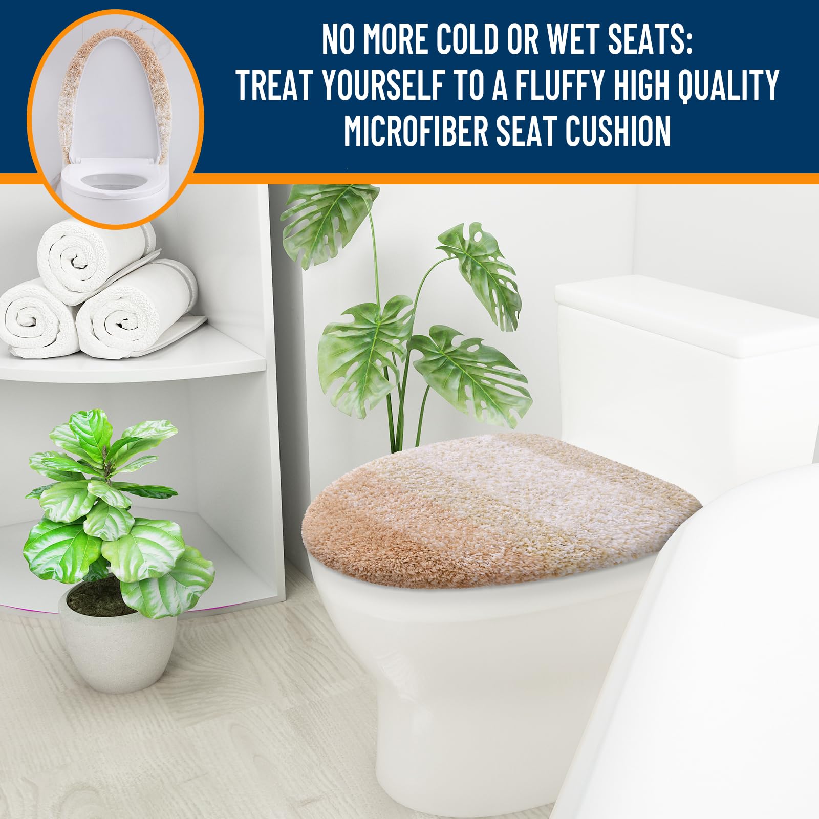 OLANLY Soft Microfiber Bathroom Toilet Lid Cover, Machine Washable Seat Covers, 17.5x15, Stays in Place Rubber Backing, Fits Most Round, Elongated and Oblong Lids, Accessories Decor, Gray