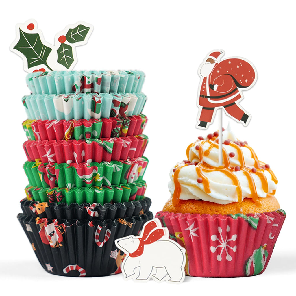 200pcs Standard Blue cupcake liners for baking,food-grade cupcake wrappers, greaseproof parchment muffin liners Christmas muffin liners for Christmas decorations