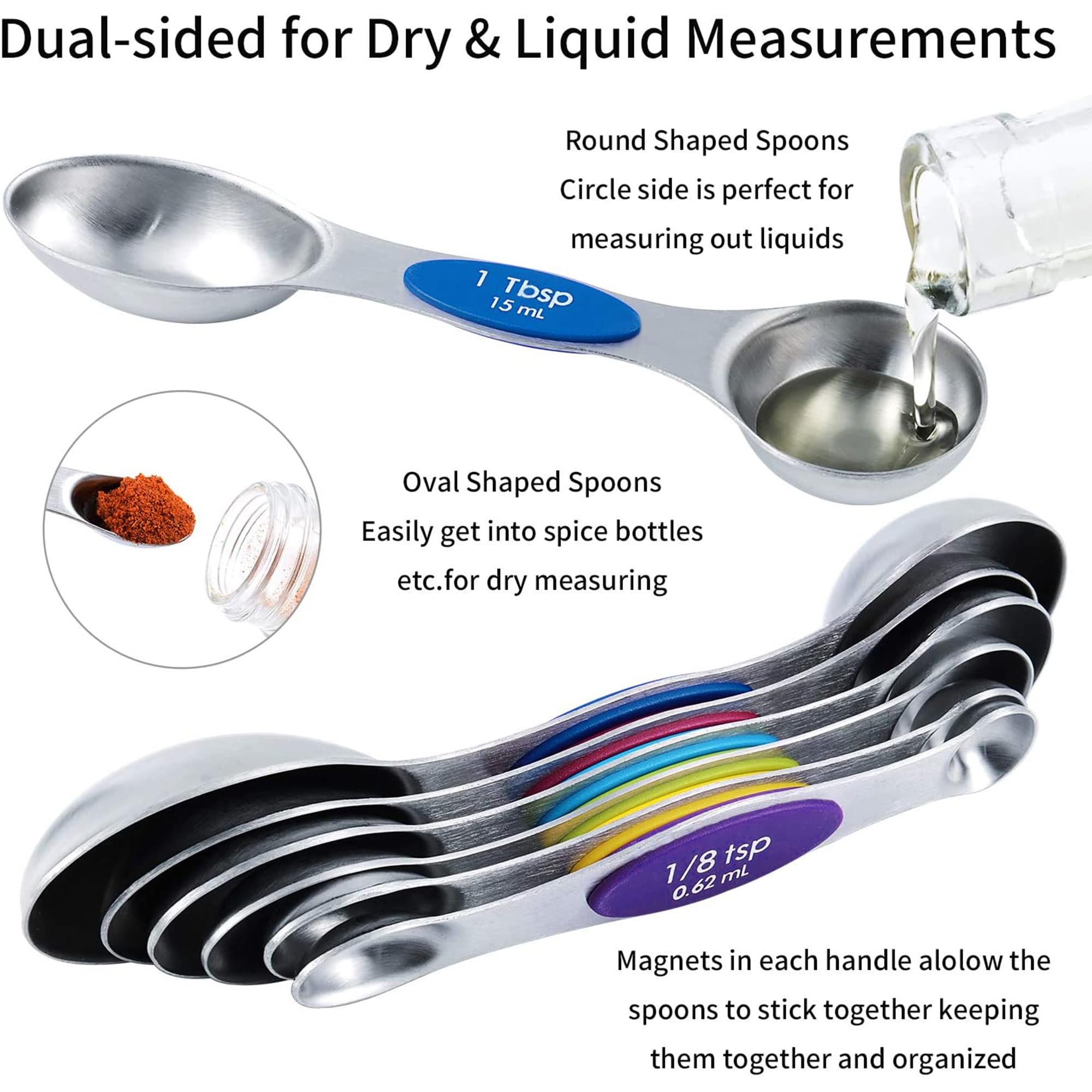 TILUCK Measuring Cups and Spoons Set, Stainless Steel, Kitchen Utensils for Cooking and Baking (10)