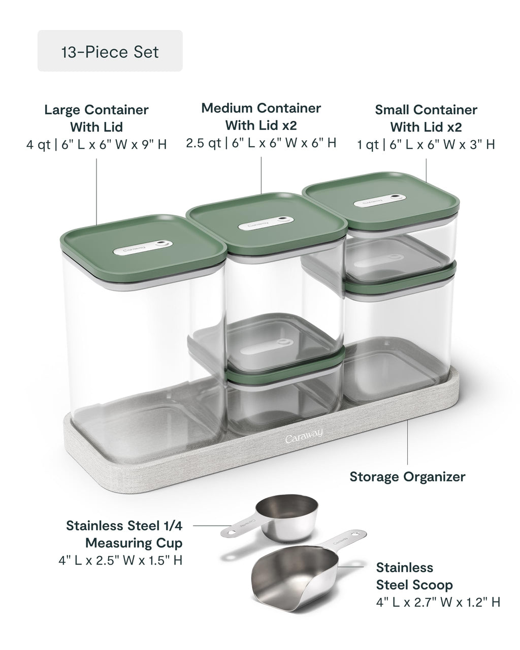 Caraway 13-Piece Glass Airtight Food Storage Containers with Lids – Non-Toxic, BPA-Free Kitchen Storage Containers – Stackable, Space-Saving Airtight Containers for Dry Goods and More - Navy