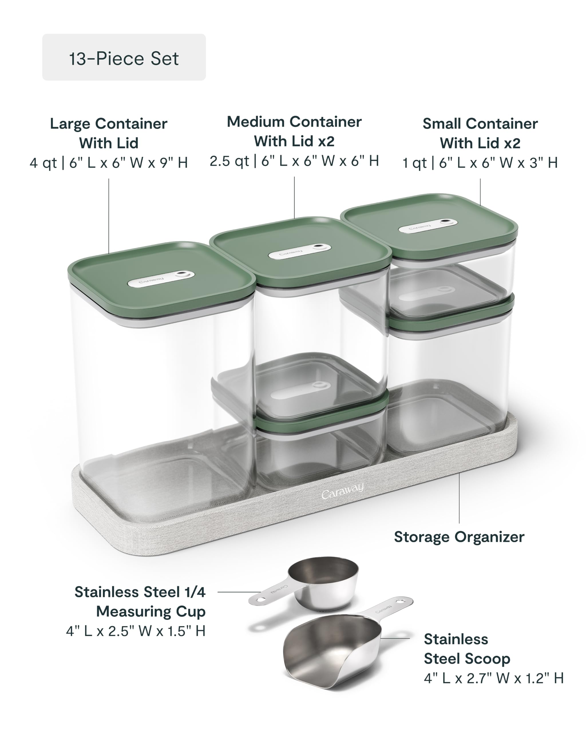 Caraway 13-Piece Glass Airtight Food Storage Containers with Lids – Non-Toxic, BPA-Free Kitchen Storage Containers – Stackable, Space-Saving Airtight Containers for Dry Goods and More - Navy