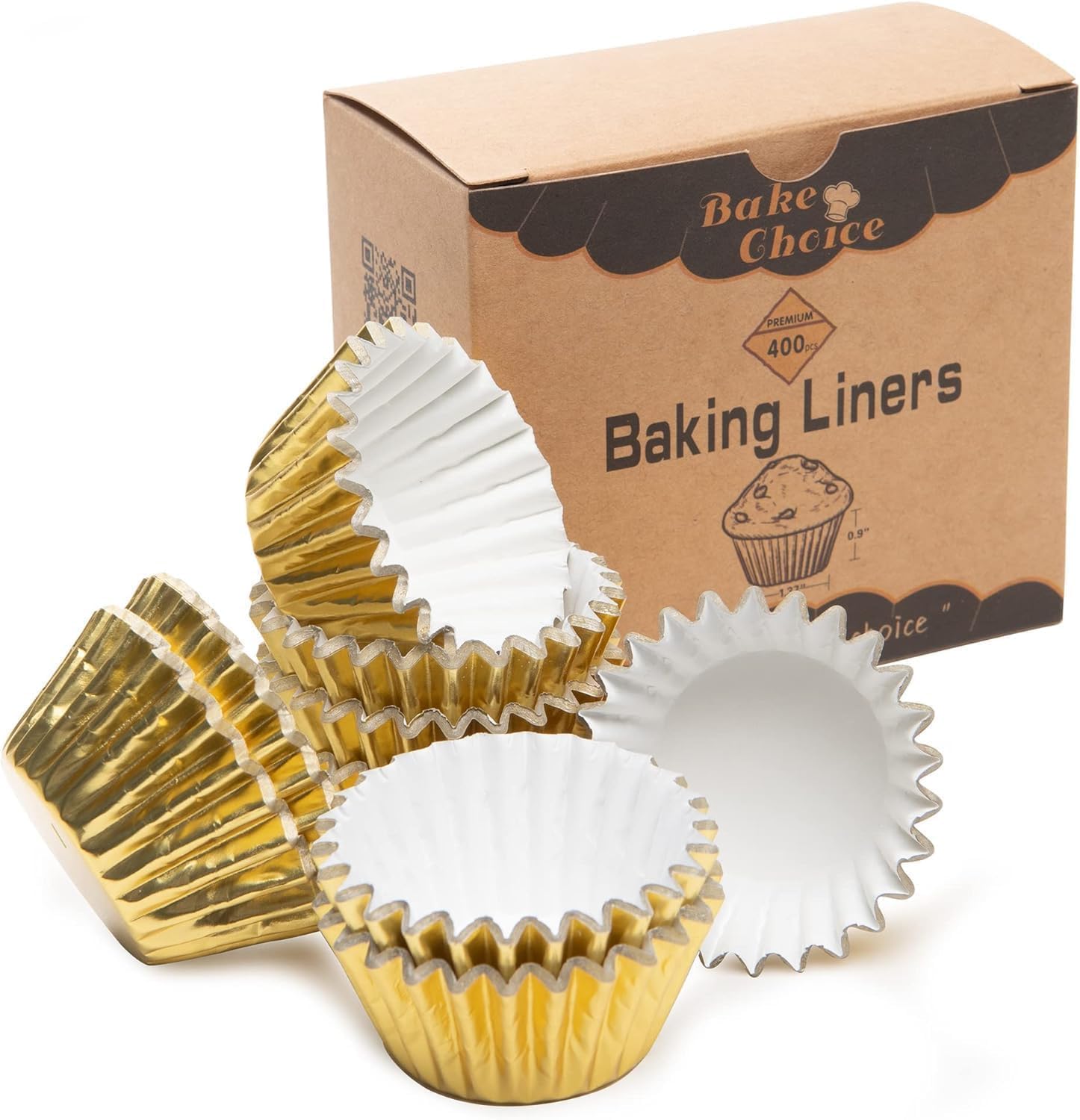 Non-Stick 400pcs Gold Mini Cupcake Liners for baking, Mini Size Foil muffin liners Cupcake Wrappers, Christmas Cupcake Liners for Christmas Decorations