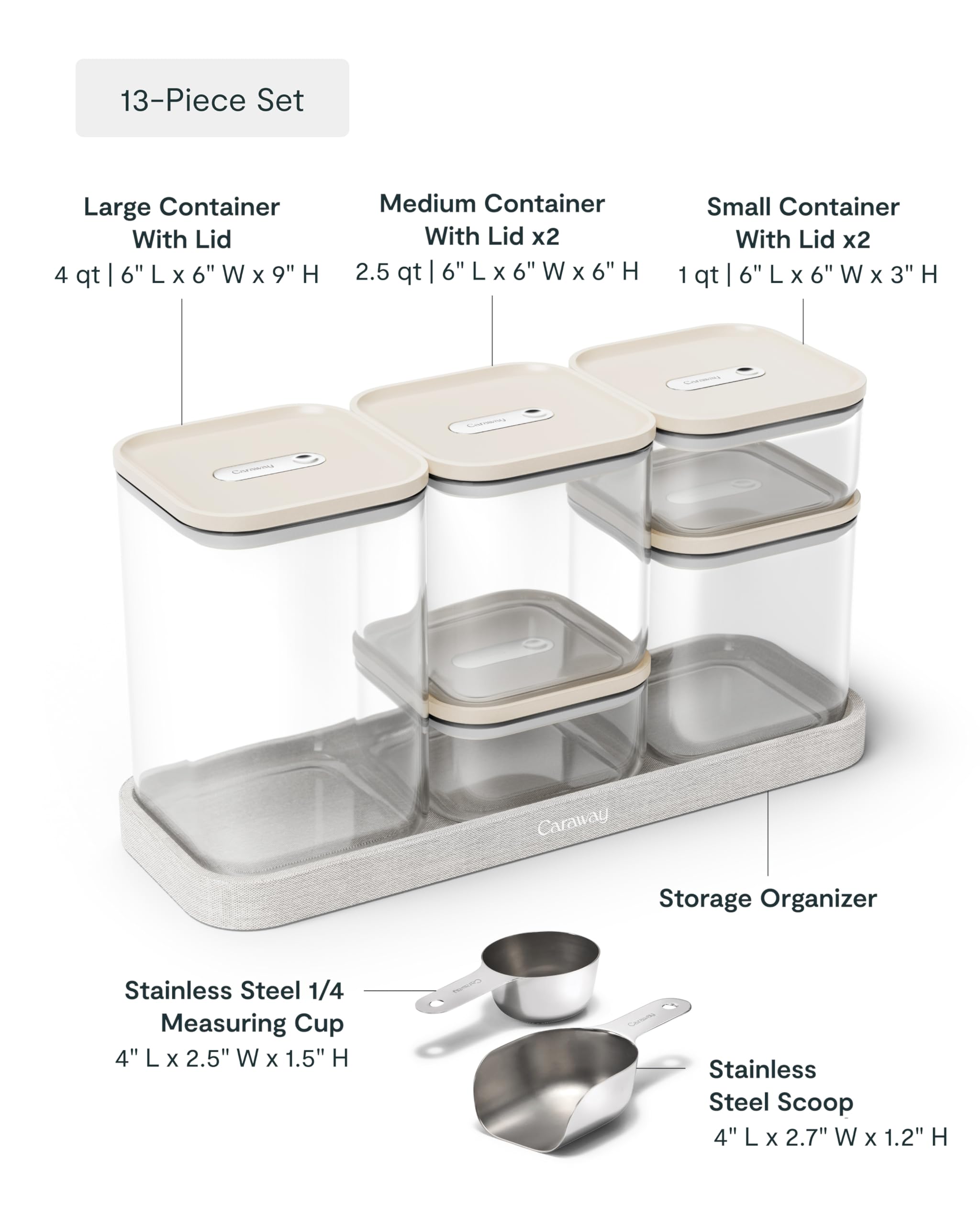 Caraway 13-Piece Glass Airtight Food Storage Containers with Lids – Non-Toxic, BPA-Free Kitchen Storage Containers – Stackable, Space-Saving Airtight Containers for Dry Goods and More - Navy