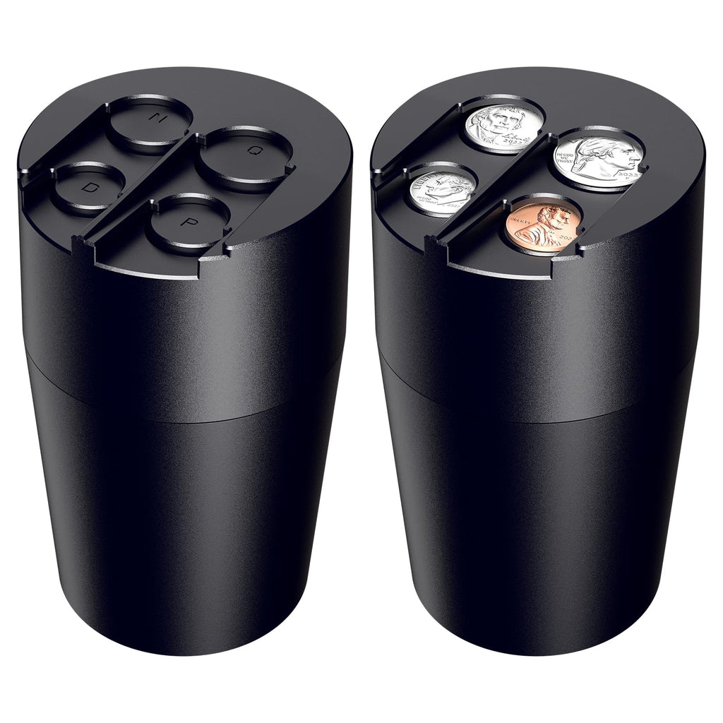 Zeyitian Coin Holder for Car, 250-Coin Capacity Change Coin Holder, Coin Organizer for Most Car, Dispenses Pennies, Quarters, Dimes, Nickels (Black, 1Pack)