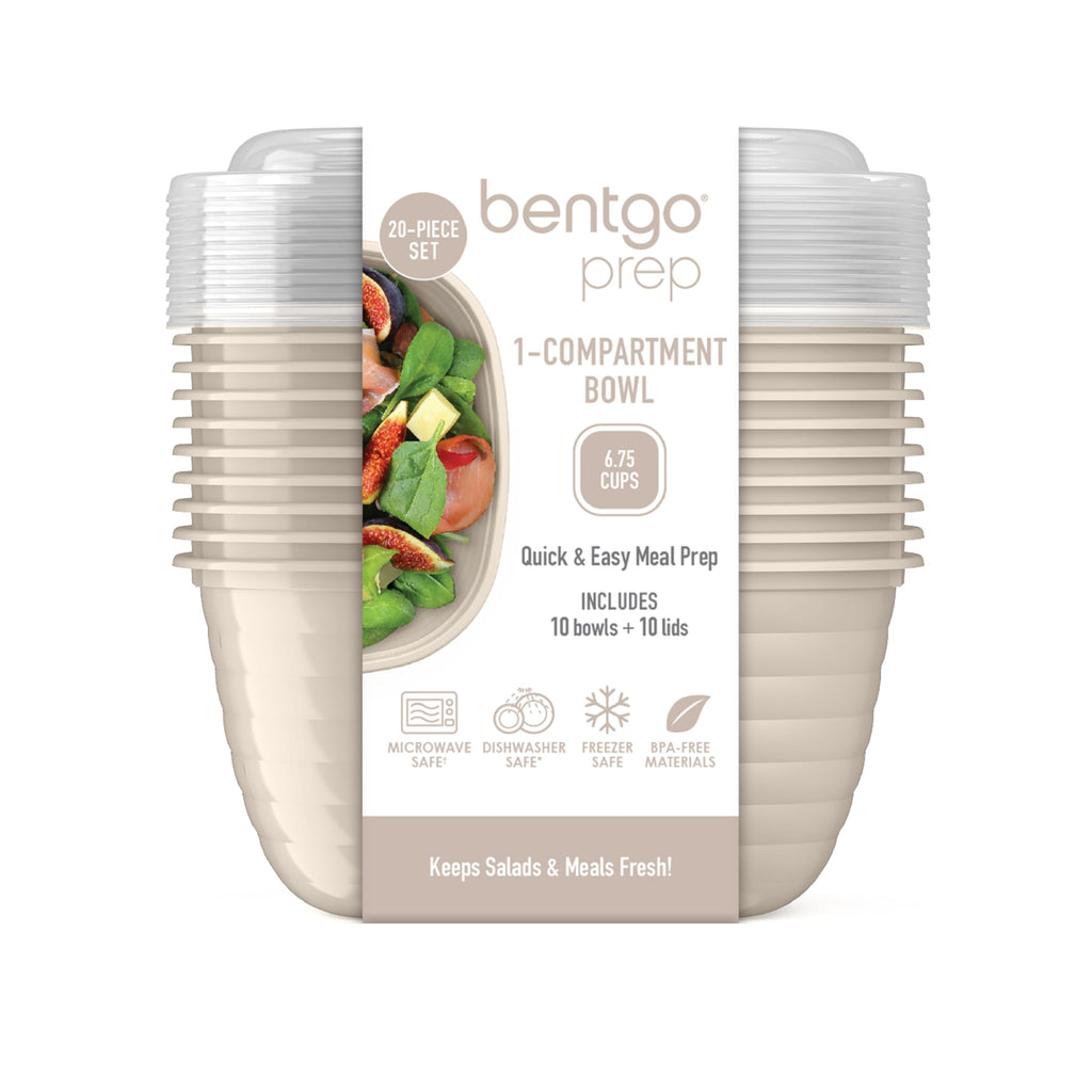 Bentgo Prep - 1-Compartment Bowls with Custom Fit Lids - Reusable, Microwaveable, Durable, PFAS & BPA-Free, Freezer and Dishwasher Safe Meal Prep Food Storage - 10 Bowls & 10 Lids (Graphite)