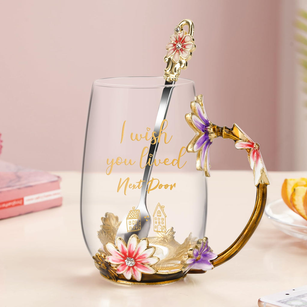 OEAGO Gifts for Mom Women Mothers Day Valentines Day Gifts Glass Coffee Enamels Mug Best Birthday Valentine's for Her Girlfriend Wife from Daughter Son Tea Cup Christmas Stocking Stuffers