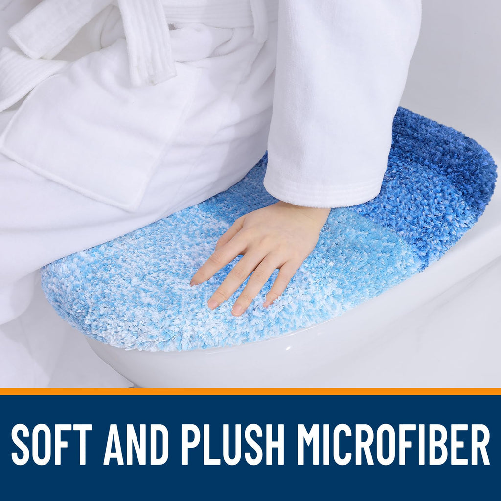 OLANLY Soft Microfiber Bathroom Toilet Lid Cover, Machine Washable Seat Covers, 17.5x15, Stays in Place Rubber Backing, Fits Most Round, Elongated and Oblong Lids, Accessories Decor, Gray