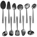 Lazycorner Cooking Utensil Set 11 Pcs Stainless Steel Kitchen Utensils Set Wok Utensils Kitchen Tool Set Spatula Set Heat Resistant Metal Kitchen Tools Ergonomic HandleEasy to Clean Dishwasher Safe