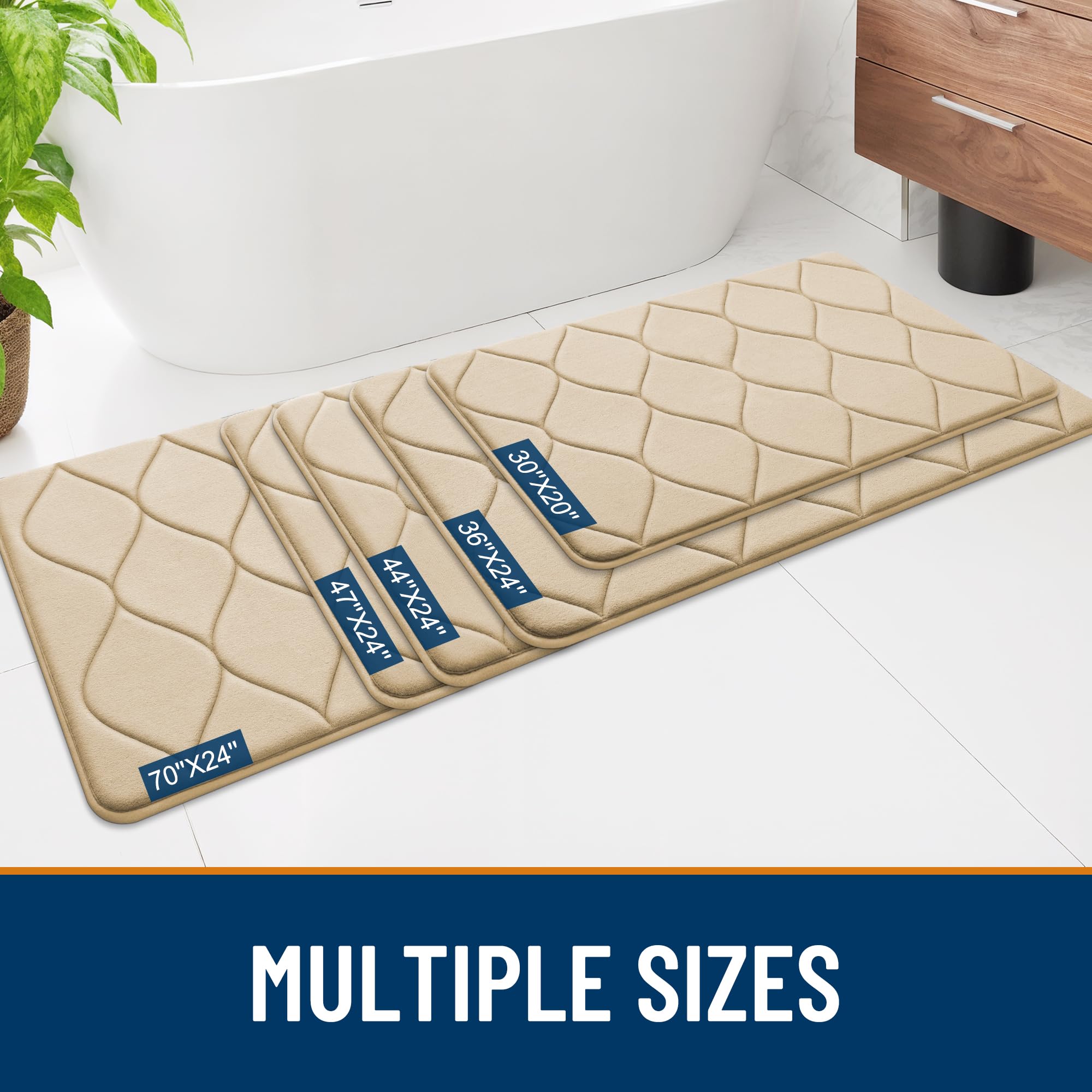 Smiry Memory Foam Bath Mat 30''x20'', Ultra Soft Non-Slip Bathroom Rug, Plush Water Absorbent Quick Dry and Machine Washable Floor Mat for Shower, Tub & Home Decor, Grey