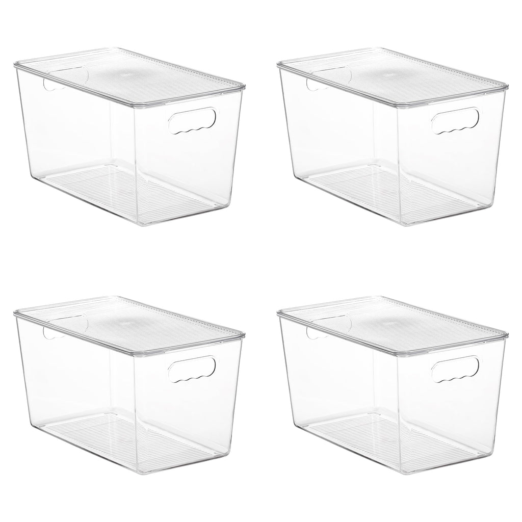 Vtopmart 6 Pack Clear Stackable Storage Bins with Lids, Large Plastic Containers with Handle for Pantry Organizer and Storage,Perfect for Bathroom,Cabinet,Kitchen,Fridge,Closet Organization
