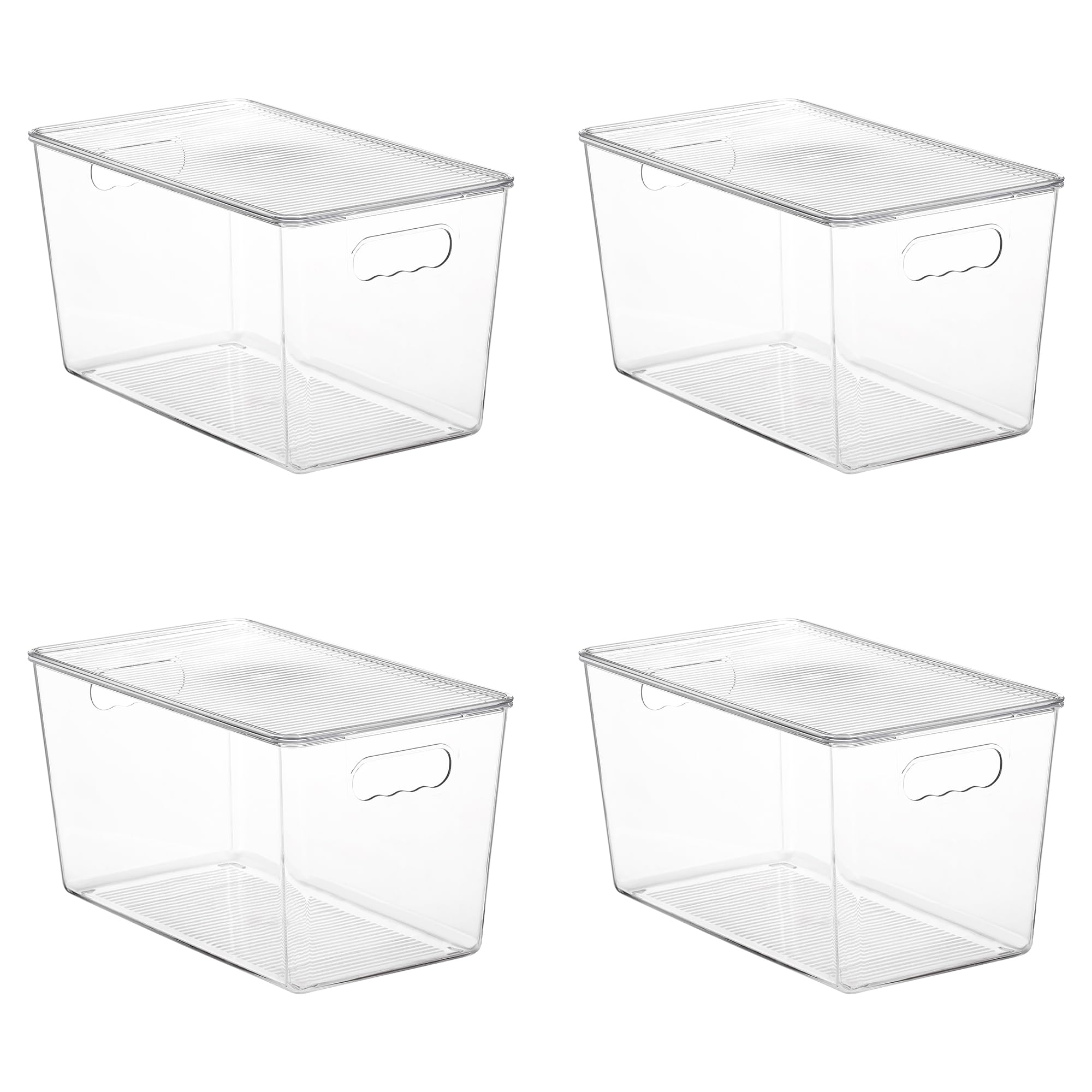 Vtopmart 6 Pack Clear Stackable Storage Bins with Lids, Large Plastic Containers with Handle for Pantry Organizer and Storage,Perfect for Bathroom,Cabinet,Kitchen,Fridge,Closet Organization