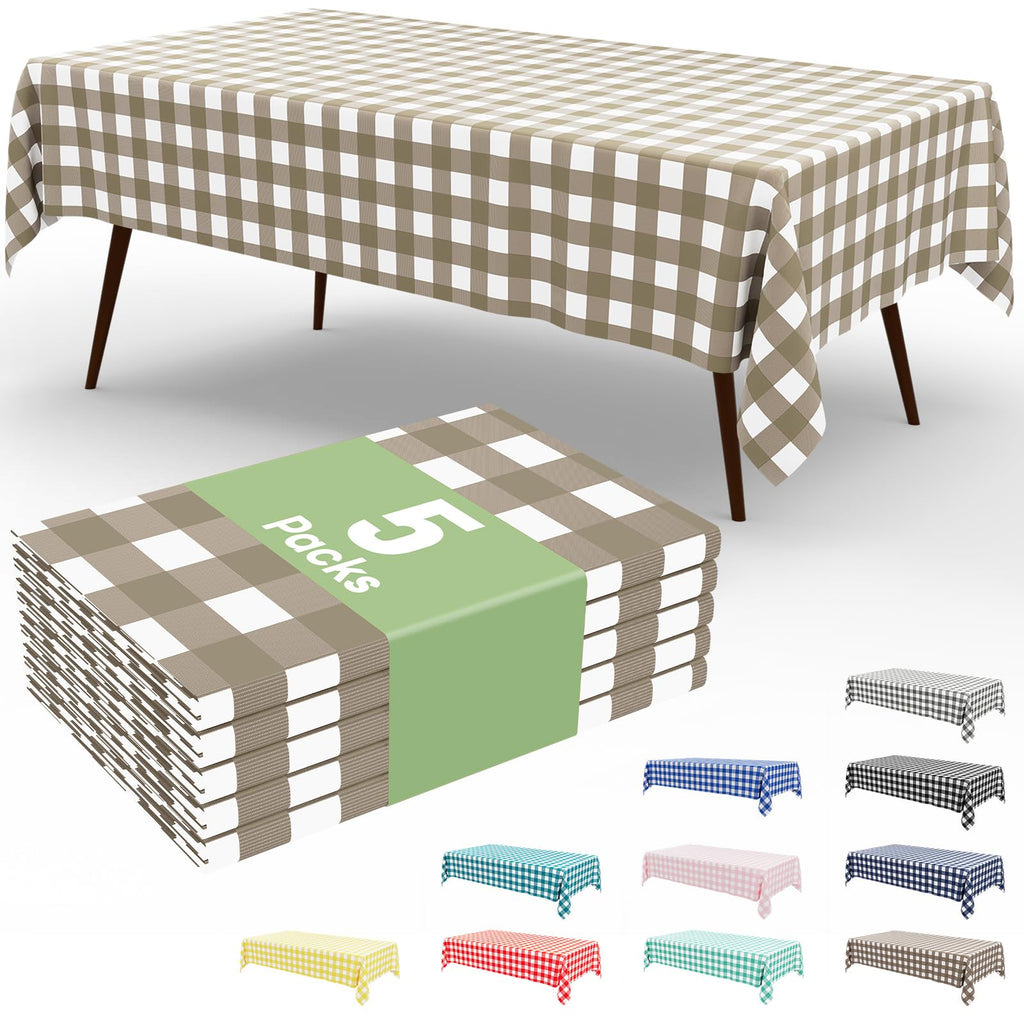 Smiry 3 Pack Red Gingham Disposable Tablecloths - 54" x 108" Heavy Duty Plastic Table Cloth, Waterproof Buffalo Plaid Table Covers for Picnic, Banquets, Outdoor Parties