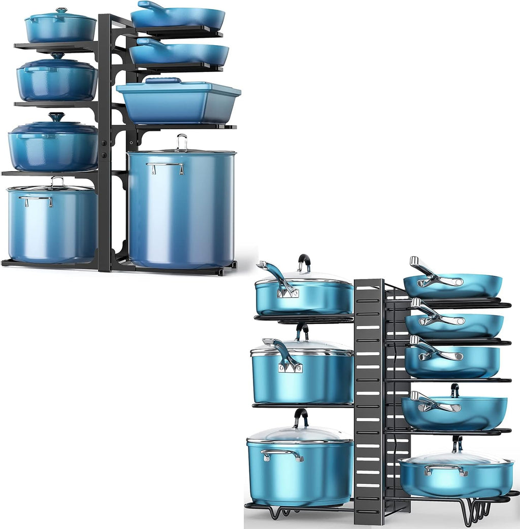 ORDORA Pots and Pans Organizer for Cabinet, 8 Tier Pot Rack with 3 DIY Methods Pots and Pans Organizer: under Cabinet, 21" Height