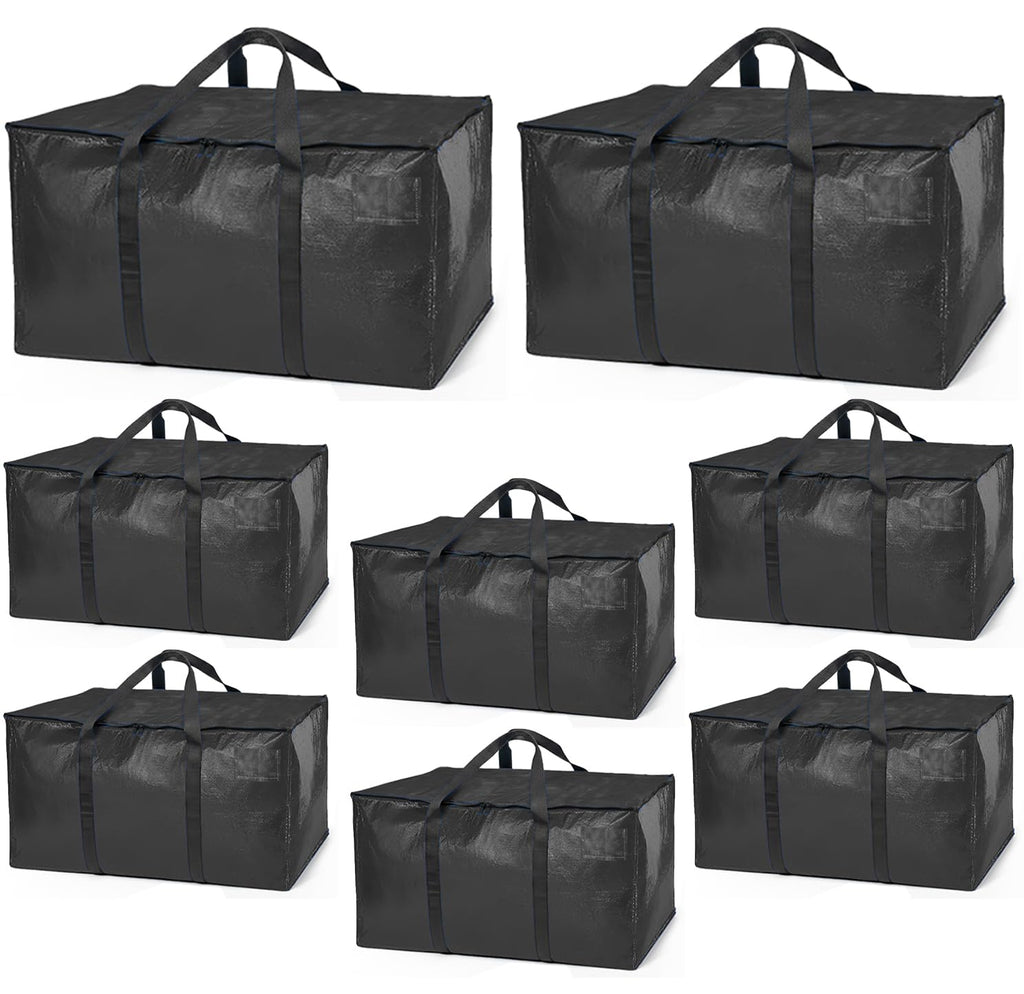 ClearSpace Heavy Duty Moving Bags or Storage Bags – Black Storage Bins with Lids, Large Moving Boxes with Backpack Straps & Zippers,– Packing Box & Moving Supplies for College Dorm, 6 Pack