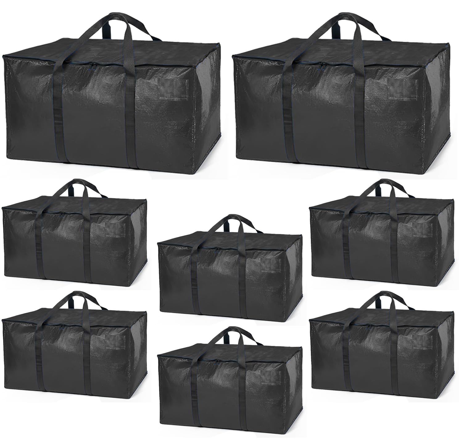 ClearSpace Heavy Duty Moving Bags or Storage Bags – Black Storage Bins with Lids, Large Moving Boxes with Backpack Straps & Zippers,– Packing Box & Moving Supplies for College Dorm, 6 Pack