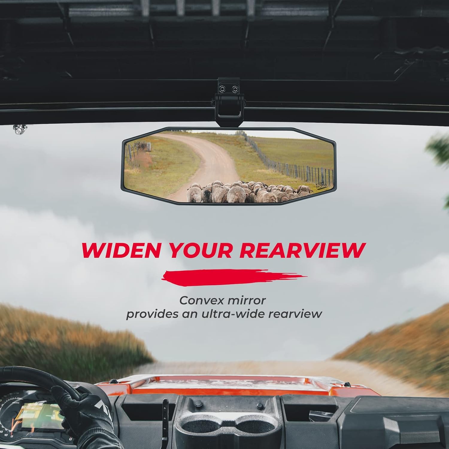 KEMIMOTO Rear View Mirror Tool free Adjustable Compatible with Polaris Ranger 1000 XP 900 500 570 / Crew Rearview Mirrors Accessories Wide View Convex Rear Mirror Replace 2879969