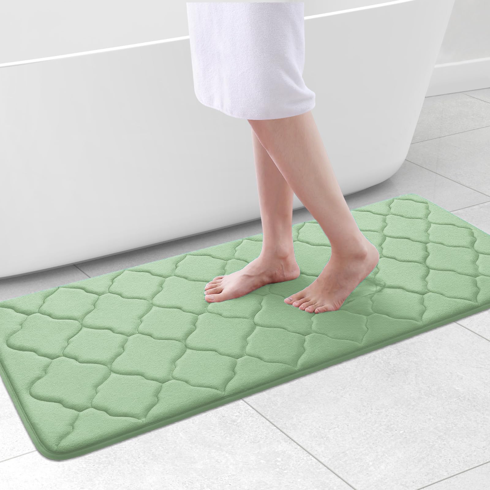 OLANLY Memory Foam Bath Mat Rug 24x16, Ultra Soft and Absorbent Bathroom Rugs, Non-Slip, Comfortable, Machine Washable Bath Carpet for Bathroom Floor, Tub, Shower and Home Decor Accessories, Black