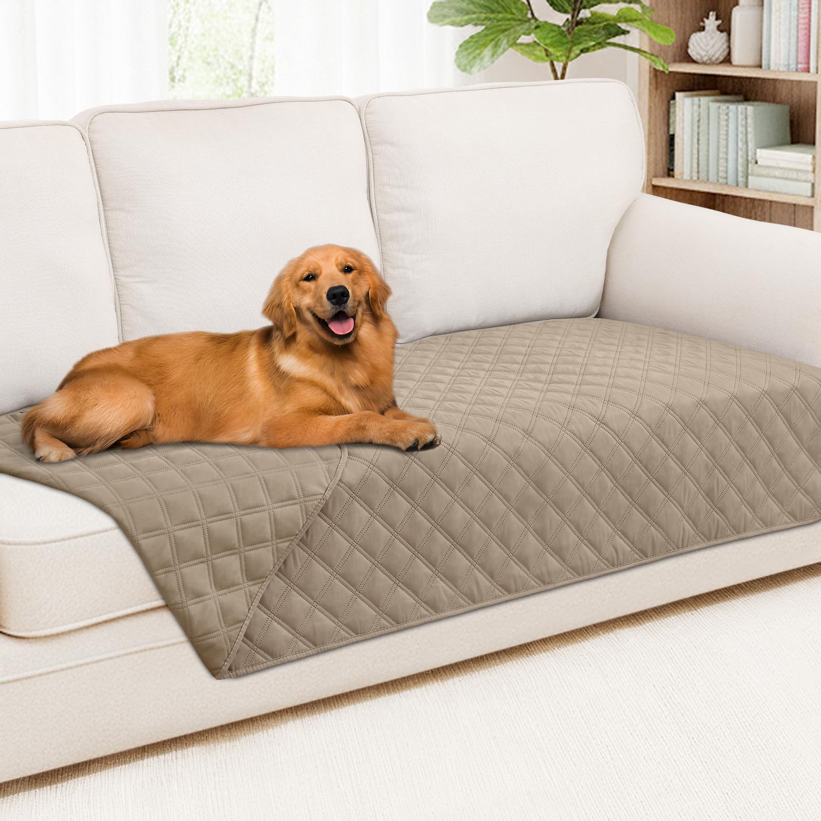 Smiry Waterproof Couch Covers for Dogs Washable, Reversible Pet Couch Covers for 3 Cushion Sofa Pet Friendly, Soft Sofa Furniture Protector for Dogs Cat Kids, Checkered (30"x70", Grey/Dark Grey)