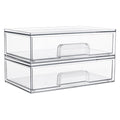 Vtopmart 12.1''W Clear Stackable Storage Drawers,2 Pack Acrylic Plastic Organizers Bins for Makeup Palettes, Cosmetics, and Beauty Supplies,Ideal for Vanity, Bathroom,Cabinet,Desk Organization