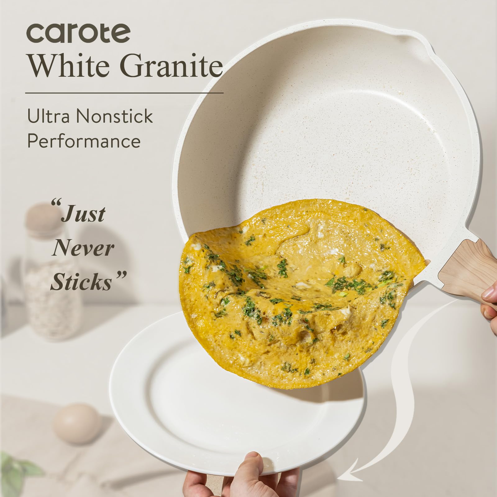 CAROTE Nonstick Frying Pan Skillet,Non Stick Granite Fry Pan Egg Pan Omelet Pans, Stone Cookware Chef's Pan, PFOA Free,Induction Compatible(Classic Granite, 8-Inch)