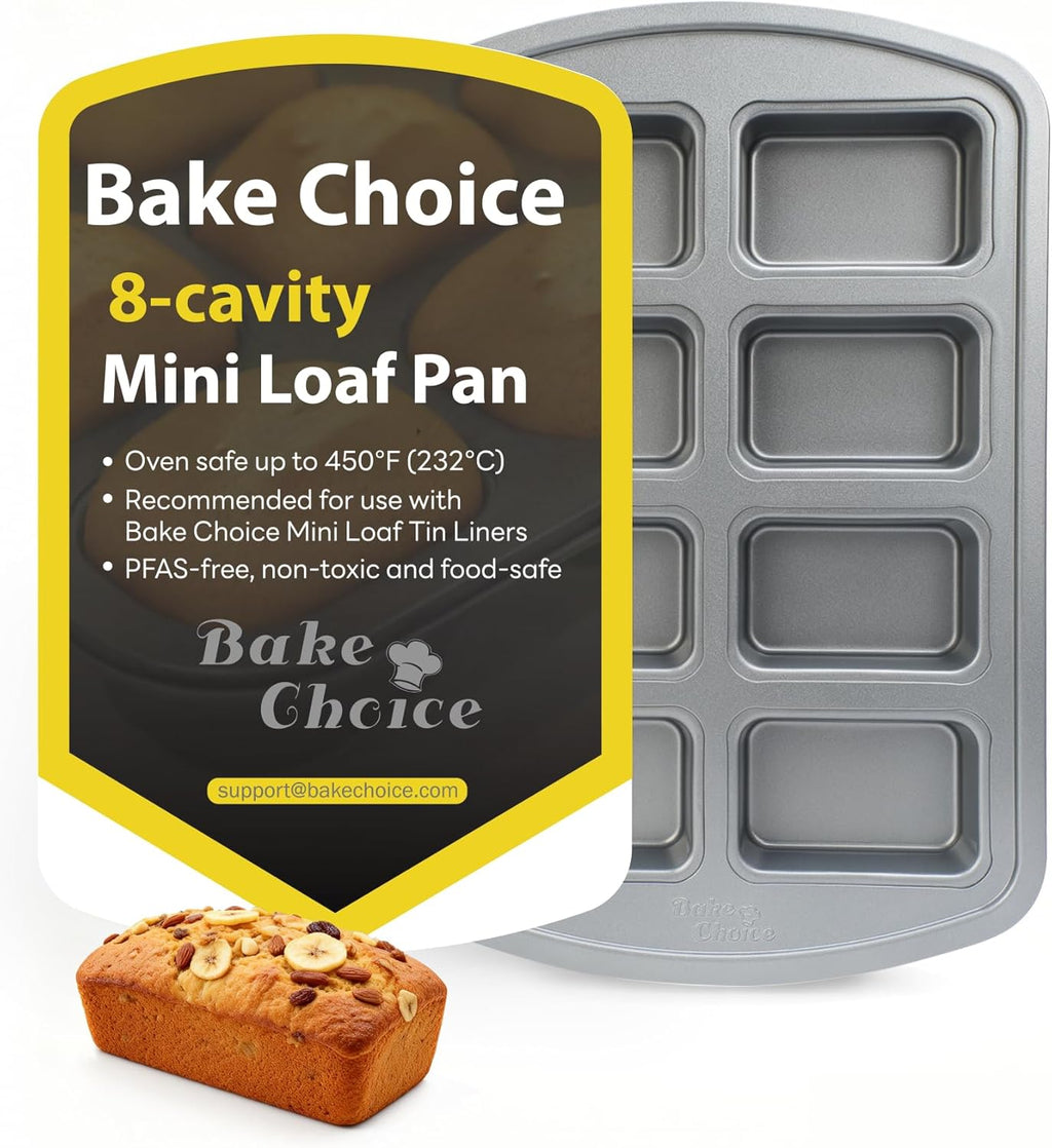 Mini Loaf Pan, 8-Cavity Non-Stick Carbon Steel Baking Pans Set for Banana Bread, Cornbread, Cheesecake, Muffins, Pound Cake, Small Meatloaf, Bread Pan