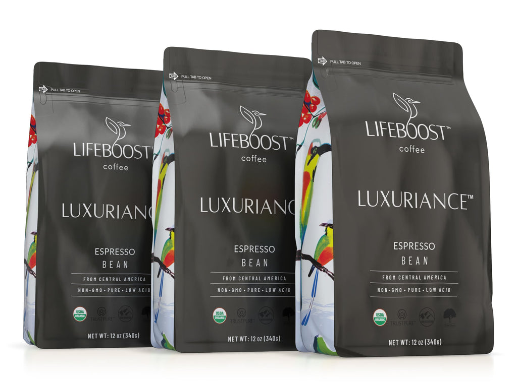 Lifeboost Organic Espresso Whole Bean Coffee - Low Acid Espresso Coffee, Non-GMO, USDA Organic, Single Origin, Third-Party Tested for Mycotoxins & Pesticides - 12 oz Bag
