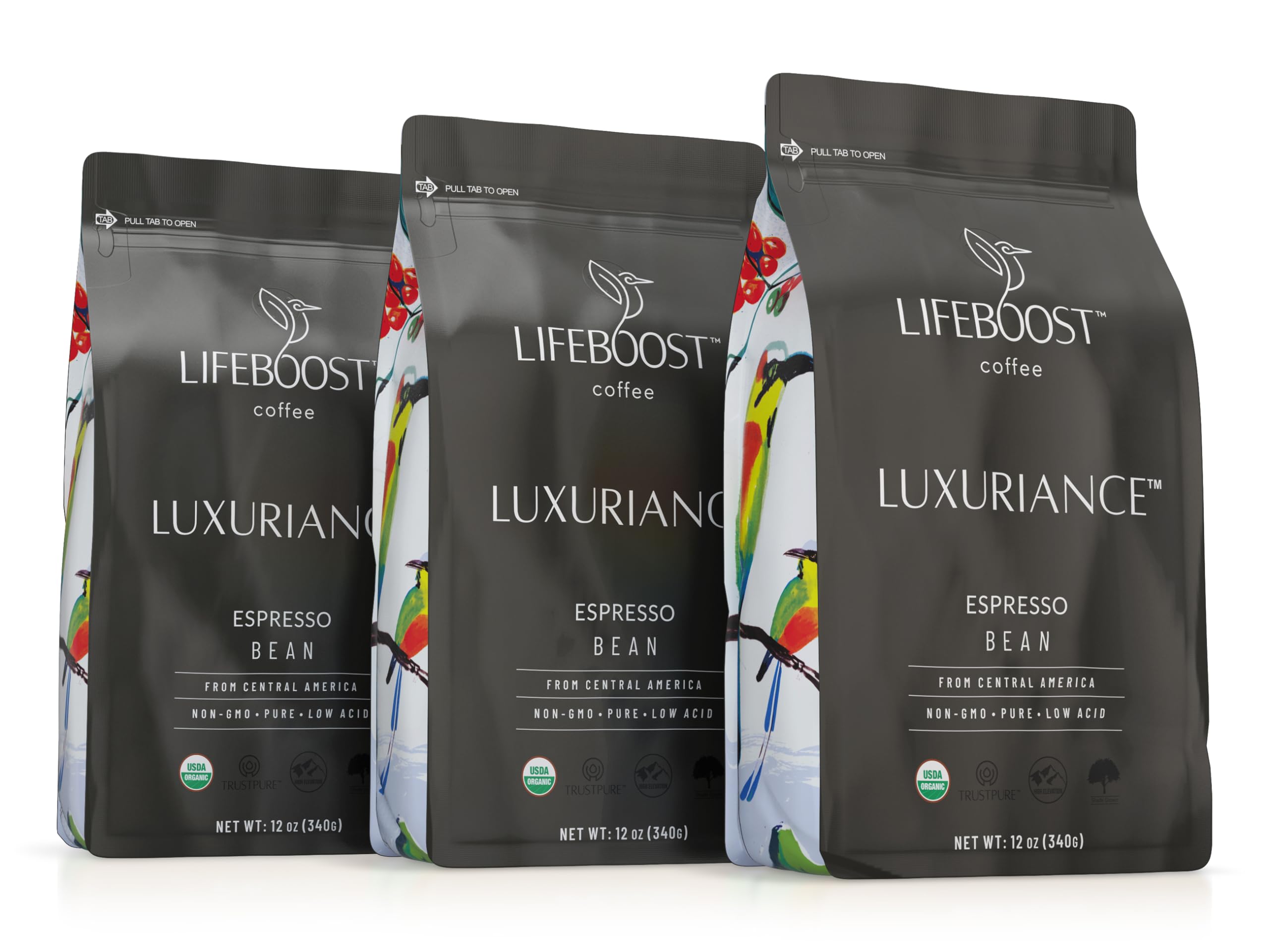Lifeboost Organic Espresso Whole Bean Coffee - Low Acid Espresso Coffee, Non-GMO, USDA Organic, Single Origin, Third-Party Tested for Mycotoxins & Pesticides - 12 oz Bag
