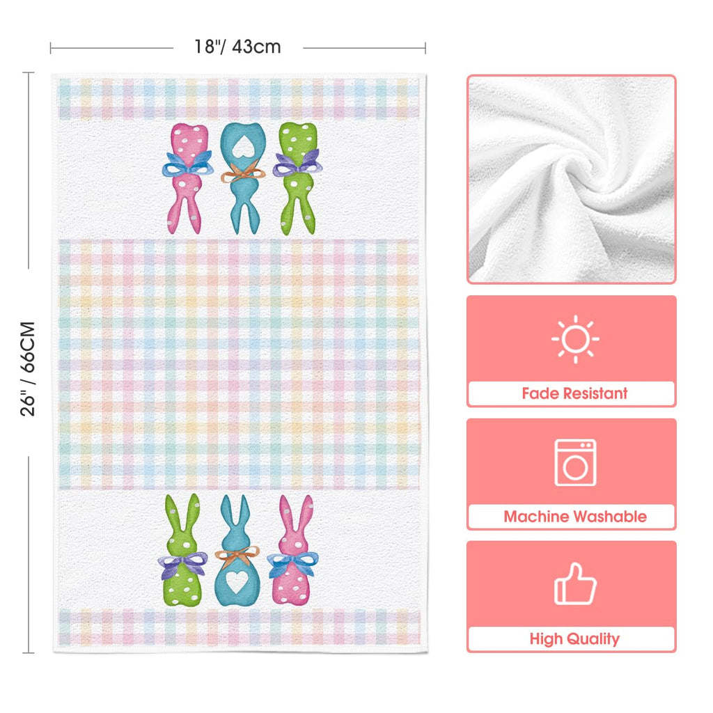 Artoid Mode Stripe Rabbit Bunny Eggs Easter Kitchen Towels Dish Towels, 18x26 Inch Spring Decoration Hand Towels Set of 2