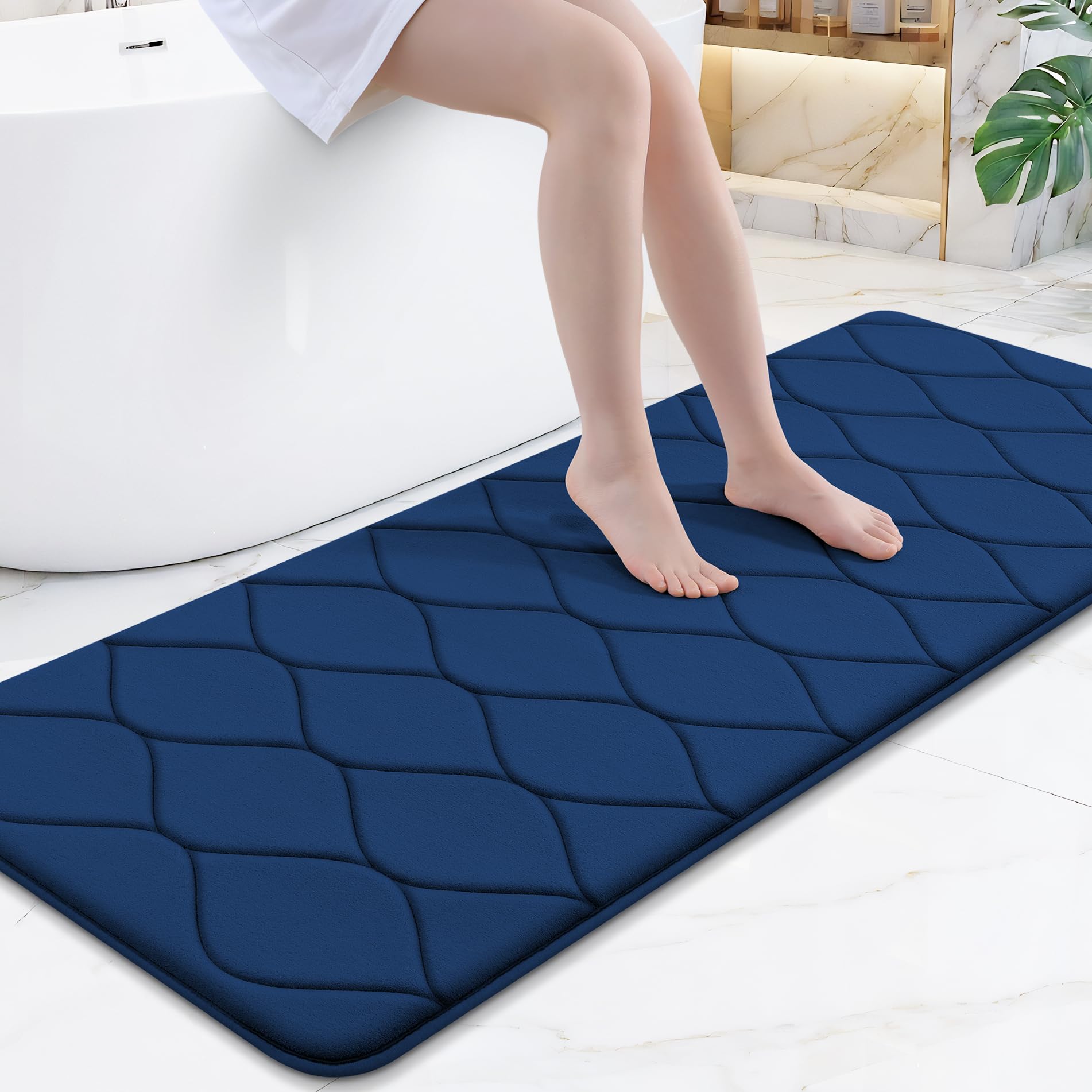 Smiry Memory Foam Bath Mat 30''x20'', Ultra Soft Non-Slip Bathroom Rug, Plush Water Absorbent Quick Dry and Machine Washable Floor Mat for Shower, Tub & Home Decor, Grey
