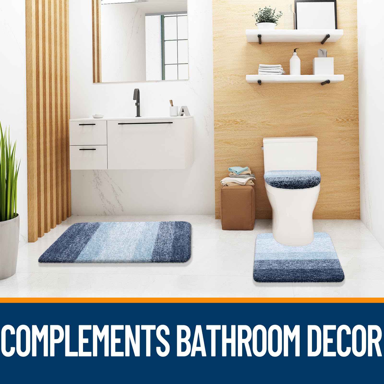 OLANLY Soft Microfiber Bathroom Toilet Lid Cover, Machine Washable Seat Covers, 17.5x15, Stays in Place Rubber Backing, Fits Most Round, Elongated and Oblong Lids, Accessories Decor, Gray