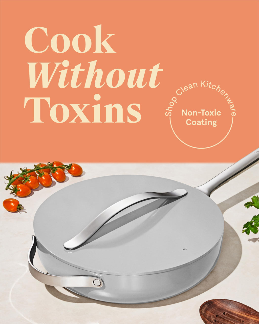 Caraway Nonstick Ceramic Sauté Pan with Lid (4.5 qt, 11.8") - Non Toxic, PTFE & PFOA Free - Oven Safe & Compatible with All Stovetops (Gas, Electric & Induction) - Cream