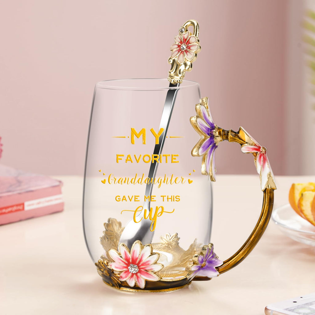 OEAGO Gifts for Mom Women Mothers Day Valentines Day Gifts Glass Coffee Enamels Mug Best Birthday Valentine's for Her Girlfriend Wife from Daughter Son Tea Cup Christmas Stocking Stuffers