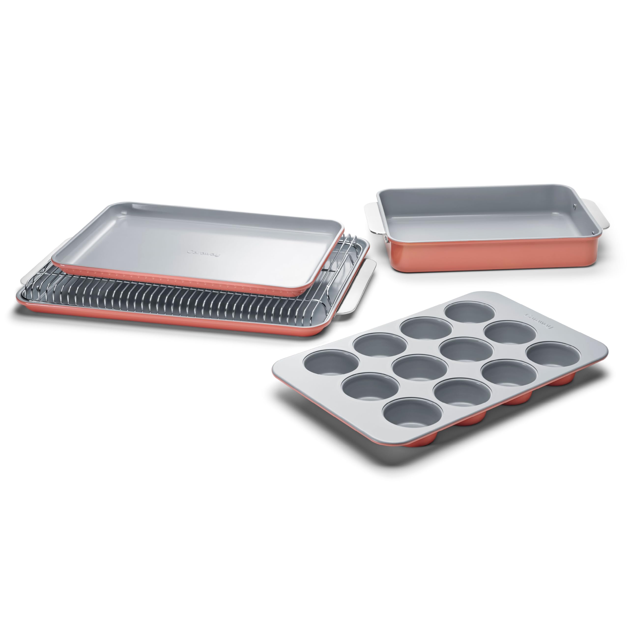 Caraway Nonstick Ceramic Bakeware Set (11 Pieces) - Baking Sheets, Assorted Baking Pans, Cooling Rack, & Storage - Aluminized Steel Body - Non Toxic, PTFE & PFOA Free - Cream