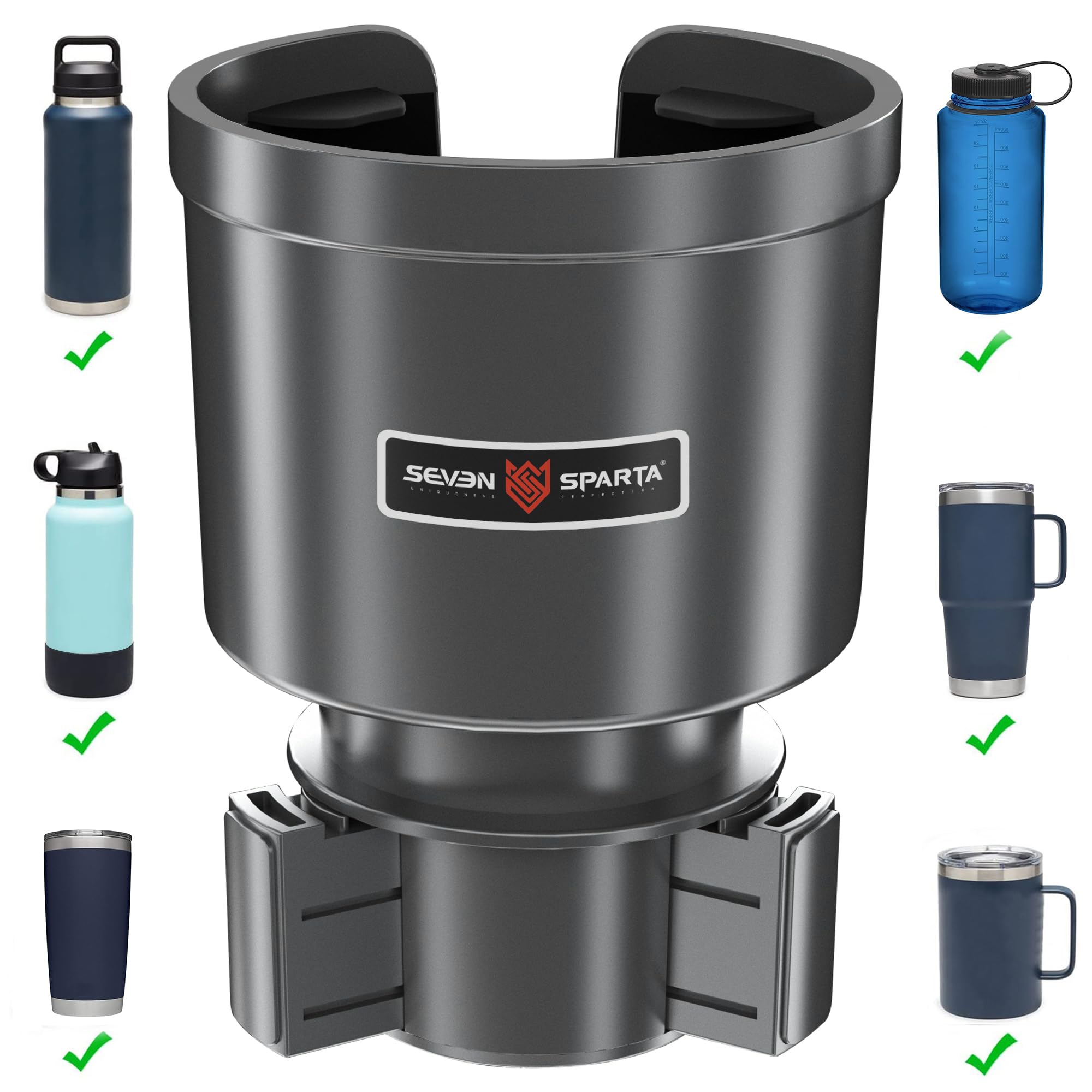 Upgraded Car Cup Holder Expander Adapter with Offset Adjustable Base, Compatible with Yeti 14/24/36/46oz Ramblers, Hydro Flasks 32/40oz, Other Large Bottles Mugs in 3.5"-4.0", 1 Pack