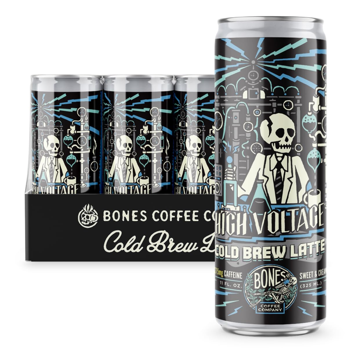 Bones Coffee Company S'mores Iced Coffee Latte - S'mores Flavored Canned Coffee Drink - 12 Pack Cans - 11 Oz Each