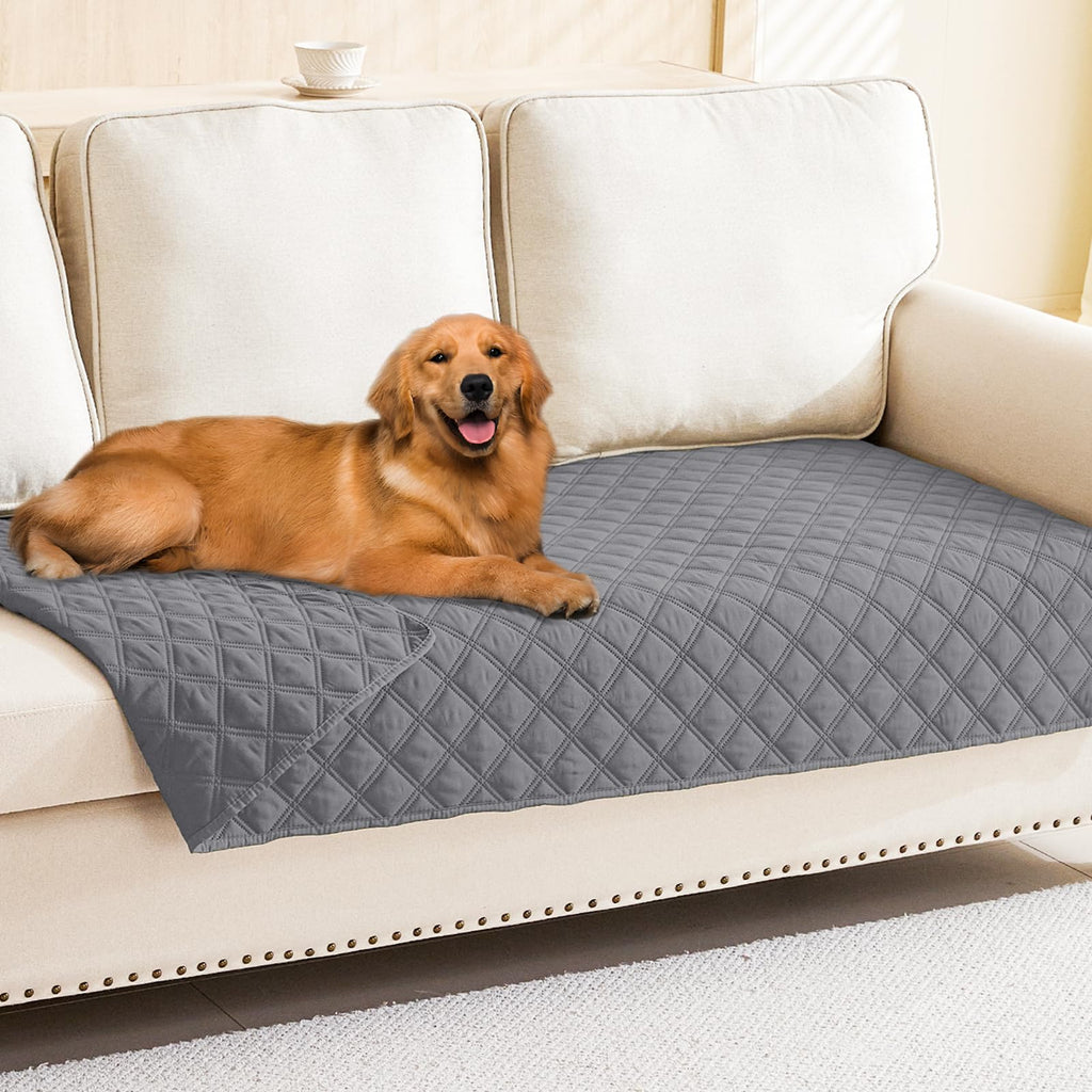 Smiry Waterproof Couch Covers for Dogs Washable, Reversible Pet Couch Covers for 3 Cushion Sofa Pet Friendly, Soft Sofa Furniture Protector for Dogs Cat Kids, Checkered (30"x70", Grey/Dark Grey)