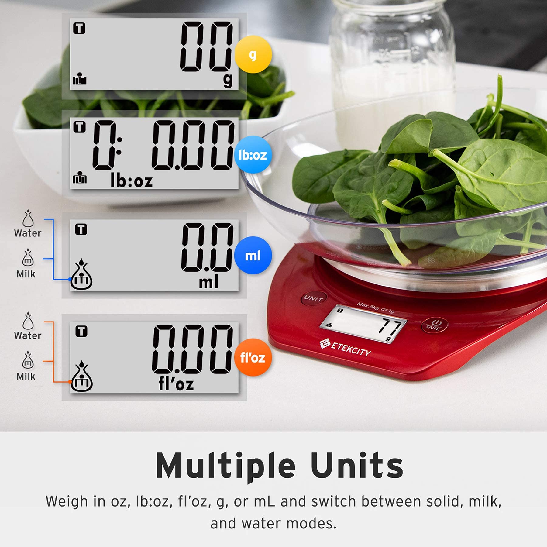 Etekcity 0.1g Food Kitchen Scale, Bowl, Digital Grams and Ounces for Weight Loss, Dieting, Baking, Cooking, and Meal Prep, 11lb/5kg, Stainless Steel Silver