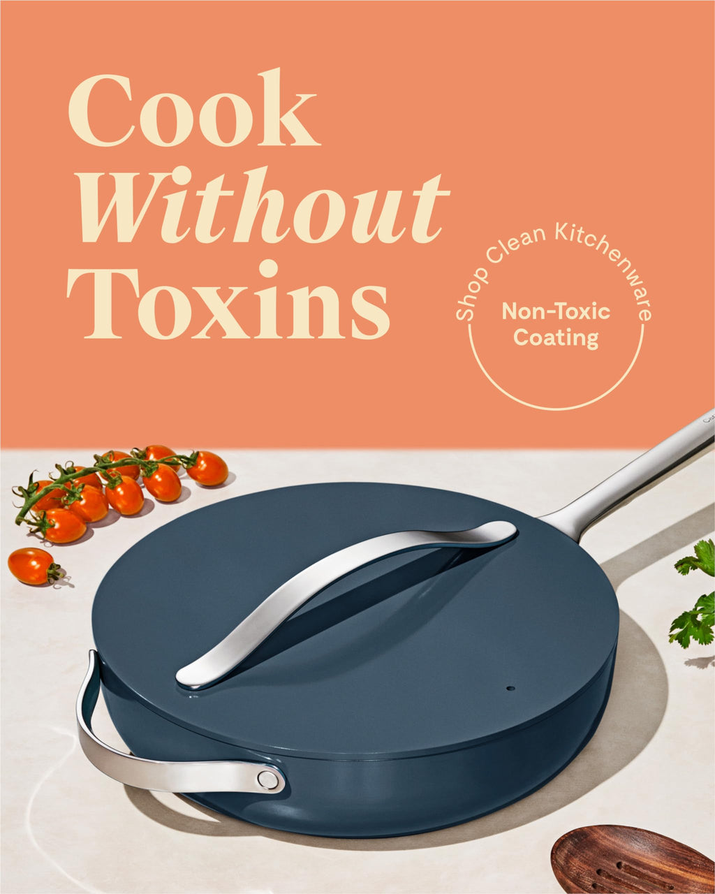 Caraway Nonstick Ceramic Sauté Pan with Lid (4.5 qt, 11.8") - Non Toxic, PTFE & PFOA Free - Oven Safe & Compatible with All Stovetops (Gas, Electric & Induction) - Cream