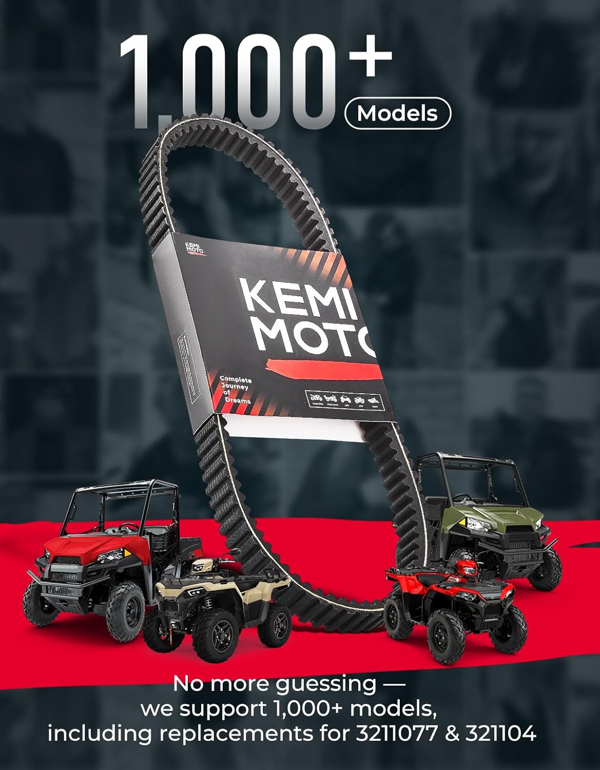 KEMIMOTO Drive Belt 3211077 20G4022 Heavy-Duty CVT Carbon Drive Belt Compatible with Polaris Sportsman 400 500, Ranger 500/XP 875, Scrambler, Magnum, Xplorer 4x4 ATV/UTV - Replaces 3211072 3211048