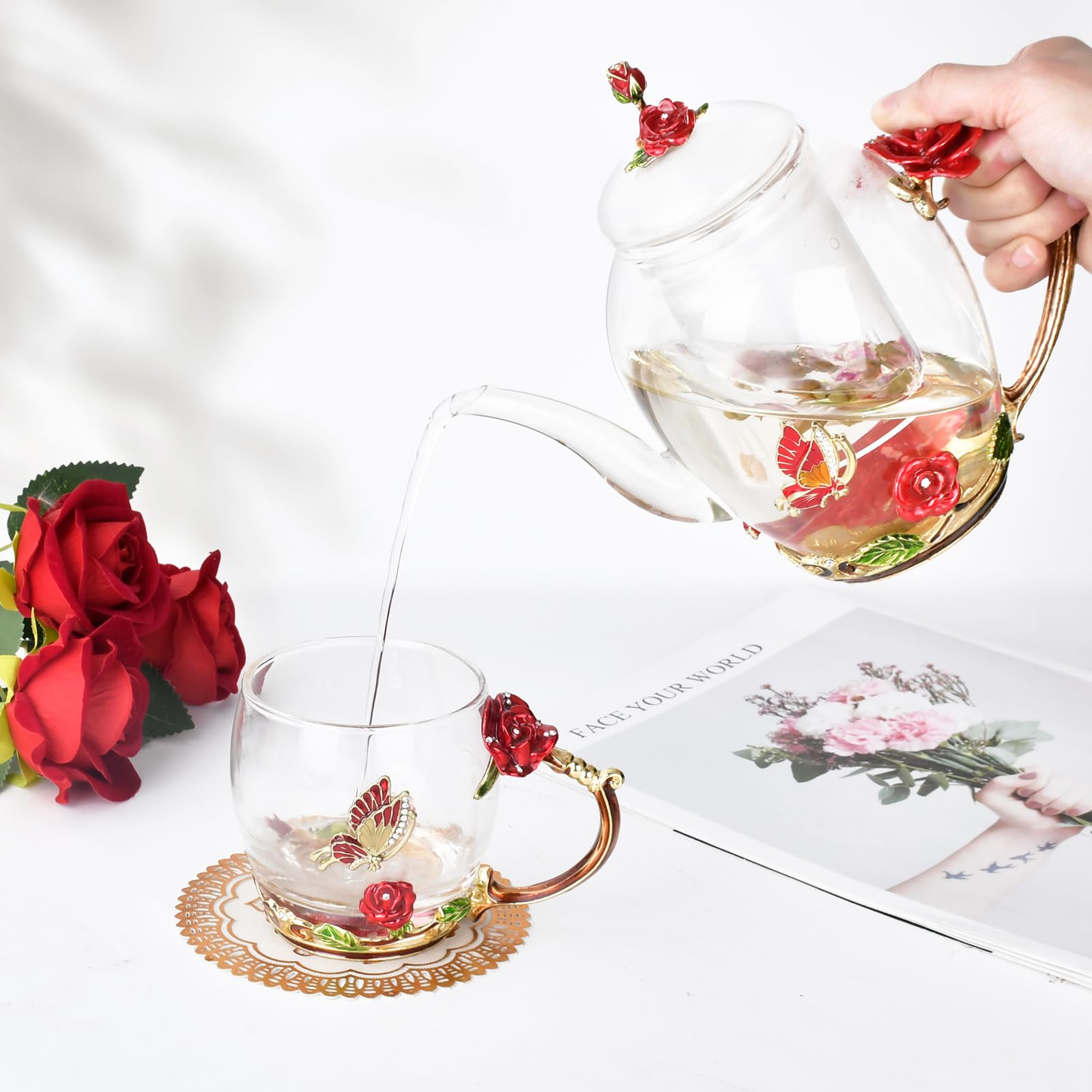 OEAGO Gifts for Mom Women Mothers Day Valentines Day Gifts Glass Coffee Enamels Mug Best Birthday Valentine's for Her Girlfriend Wife from Daughter Son Tea Cup Christmas Stocking Stuffers