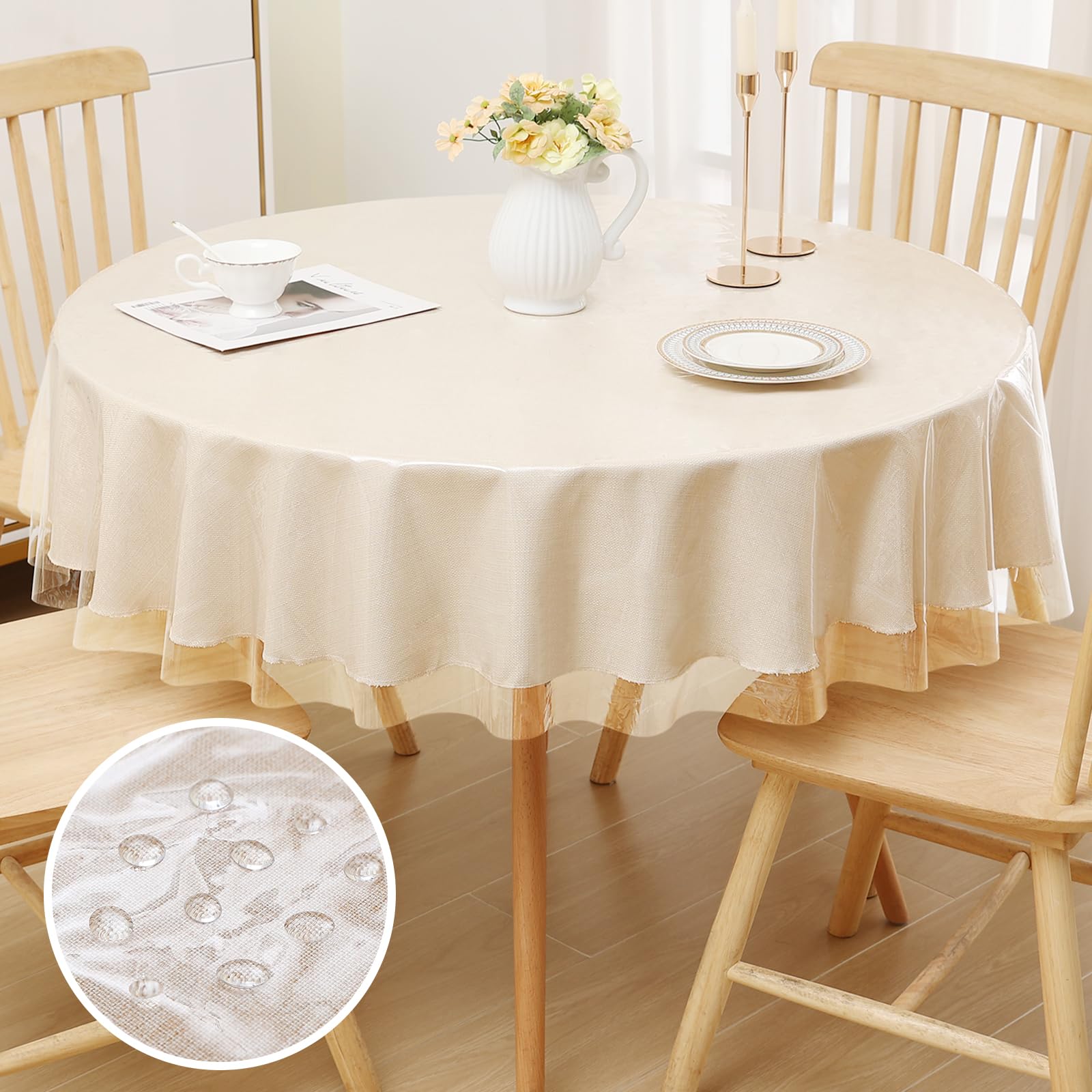 Smiry Rectangle Table Cloth 60x84 Inch, Waterproof Wipeable Vinyl Tablecloths Protector, Oil Spill Proof Plastic Table Cover for Dining, Picnic, Camping, Outdoor, Clear