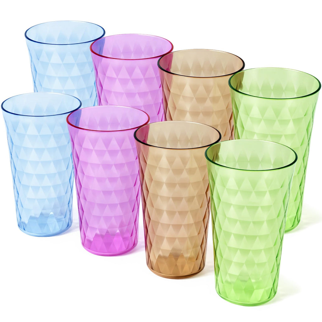 Freshmage 8 Pack 20 oz Unbreakable Plastic Drinking Glasses, All-Clear Reusable Drinking Cups- BPA Free, Dishwasher & Microwave Safe, Stackable Tumblers for Home, Outdoor, Camping, Picnic, Pool