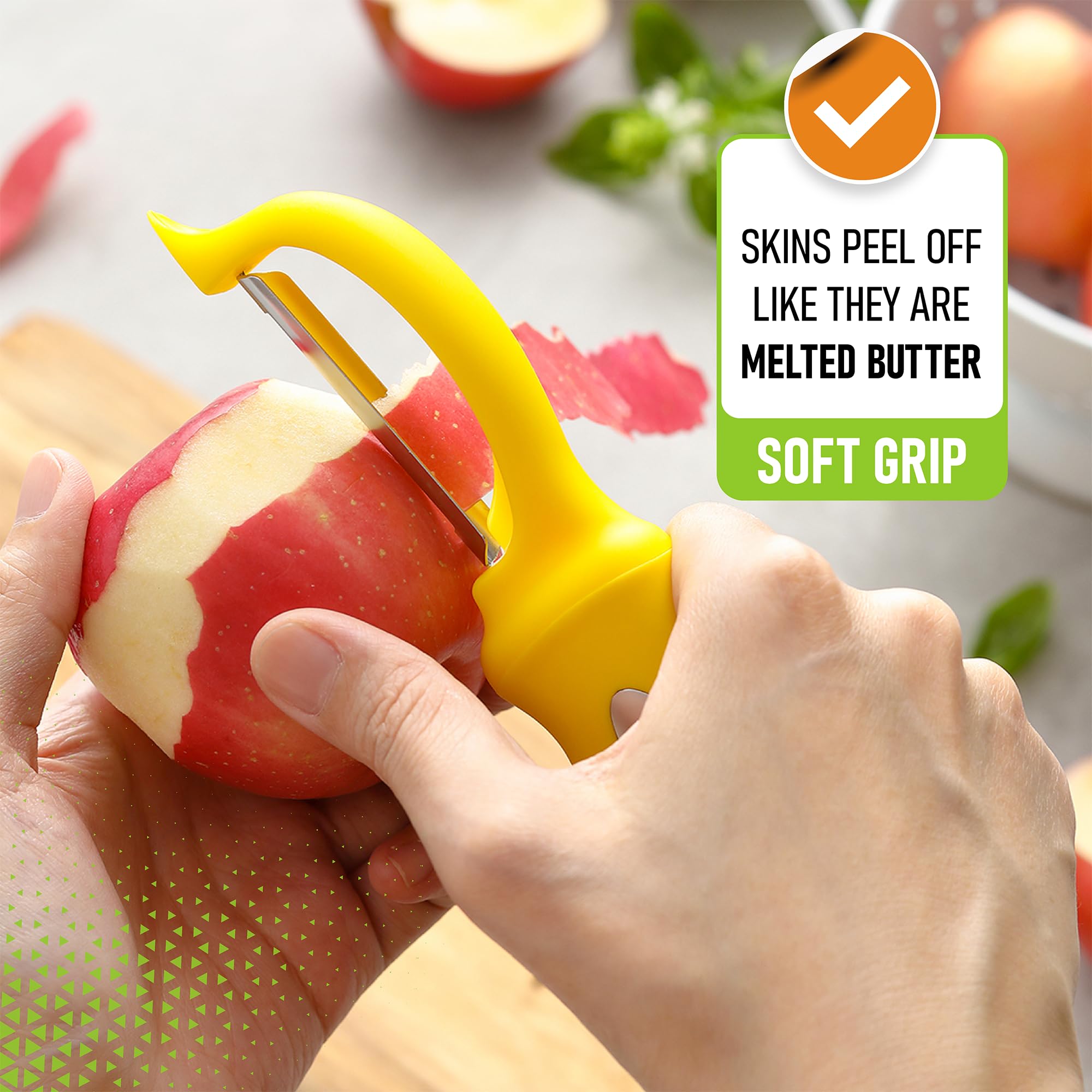 Spring Chef Premium Swivel Vegetable Peeler, Soft Grip Handle and Ultra Sharp Stainless Steel Blades - Perfect Kitchen Peeler For Veggie, Fruit, Potato, Carrot, Apple - Black