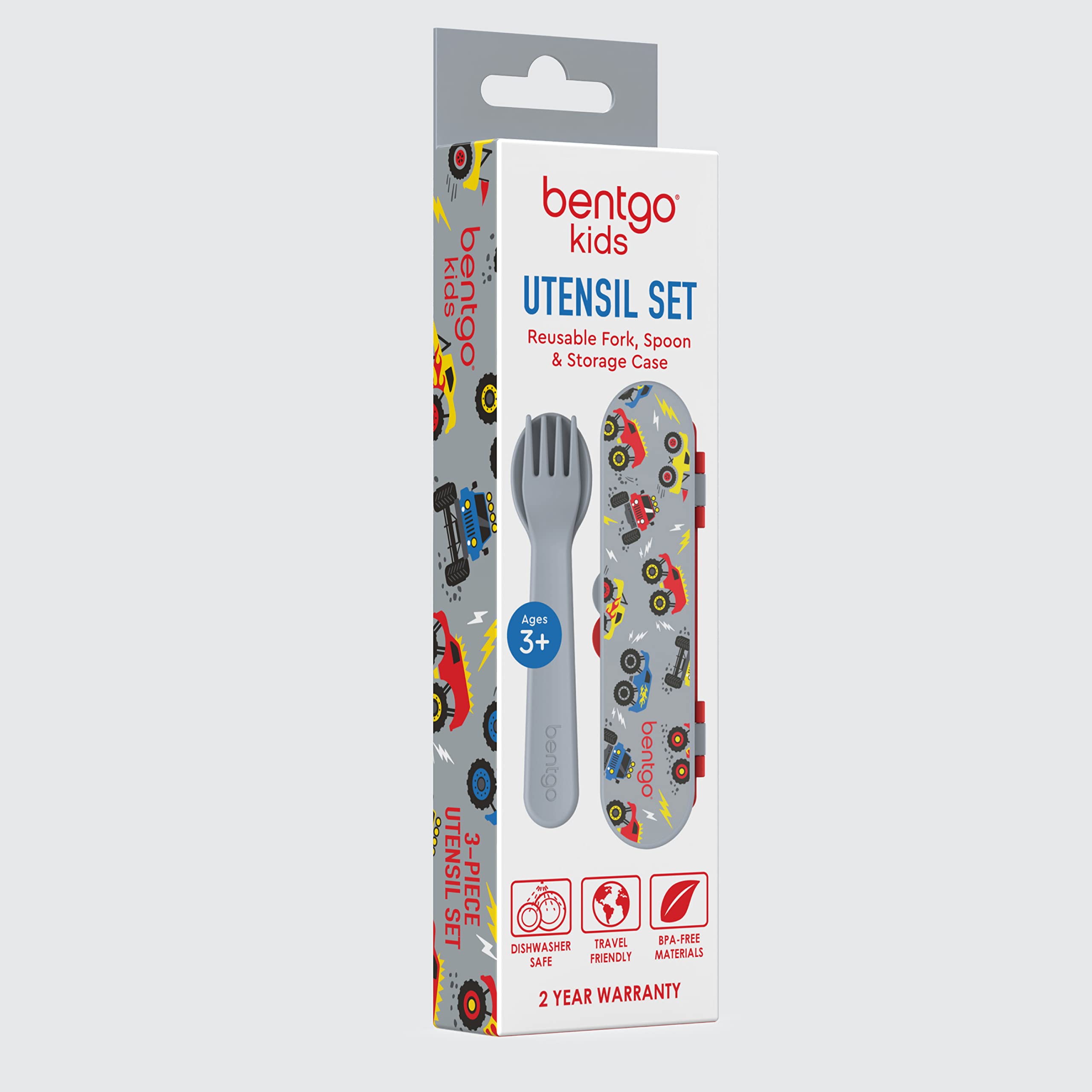 Bentgo Kids Utensil Set - Reusable Plastic Fork, Spoon & Storage Case BPA-Free Materials, Easy-Grip Handles, Dishwasher Safe Ideal for School Lunch, Travel, Outdoors (Rainbows and Butterflies)