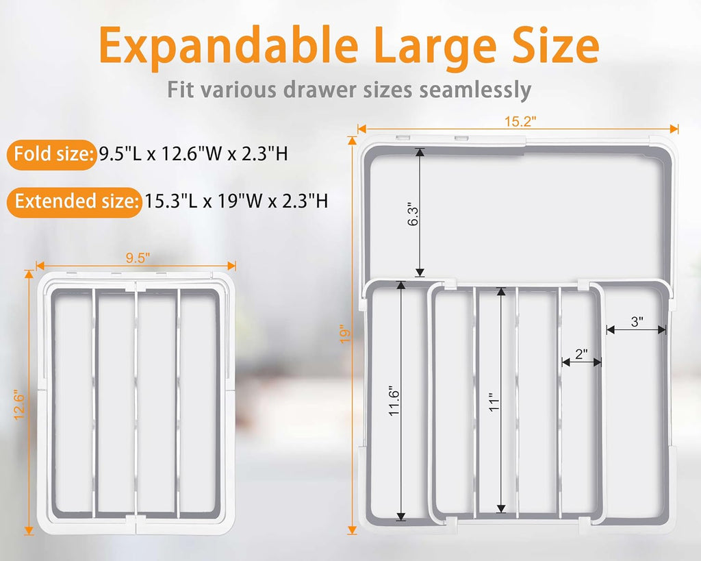 Homecor Silverware Drawer Organizer Utensil Drawer Organizer for Kitchen White