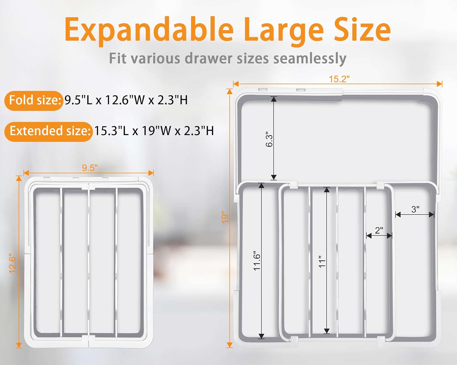 Homecor Silverware Organizer- Expandable Kitchen Drawer Organizer Utensil Holder White