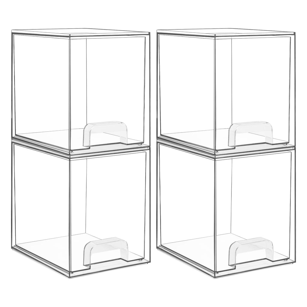 Vtopmart 12.1''W Clear Stackable Storage Drawers,2 Pack Acrylic Plastic Organizers Bins for Makeup Palettes, Cosmetics, and Beauty Supplies,Ideal for Vanity, Bathroom,Cabinet,Desk Organization